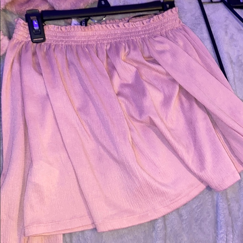 pink off the shoulder h&m top